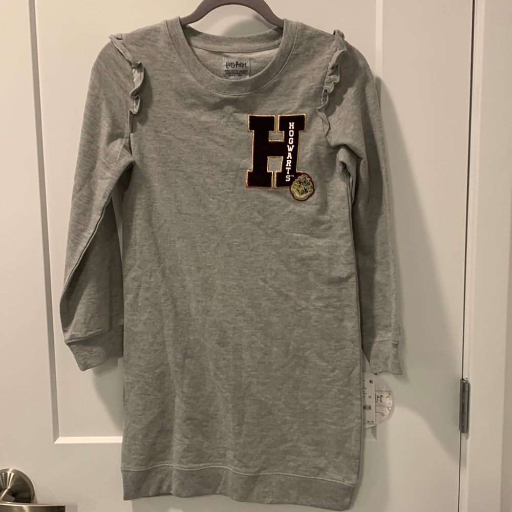 Girl’s Harry Potter Hogwarts Long Sleeve Sweatshirt Dress - sz Large NWT